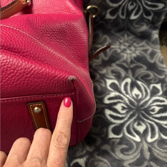 Dooney & Bourke Pink and Brown Leather Tote - Picture 8 of 9